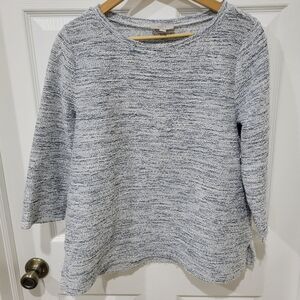 LOFT Blue Crew Neck Sweater with Textured Knit
